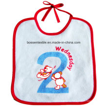 Custom Made Cotton String Closing White Embroidery Baby Bib